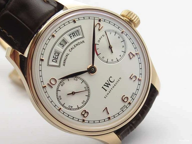 MIROTIME 0318 Portuguese Real PR Real Annual Calendar RG IW503504 YLF 1:1 Best Edition White Dial On Leather Strap A TimelessDesign 7242